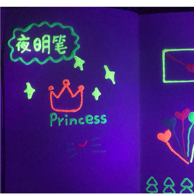 晚上写字会发光的笔 夜光 学生闪光荧光琥珀笔陶瓷发光的笔套装