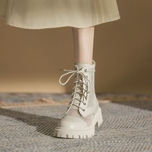马丁靴女2024春夏新款英伦风薄款透气网靴镂空网纱平底短靴女