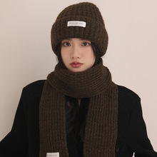 SZins潮学生针织帽女冬季帽子围巾两件套秋冬季韩版百搭保暖绿