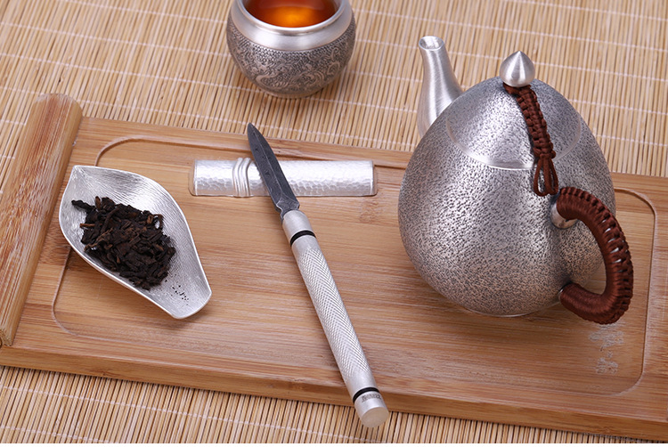 四安银庄茶拨茶扒足银999家用茶道配件小茶拨茶勺茶匙具茶具配件