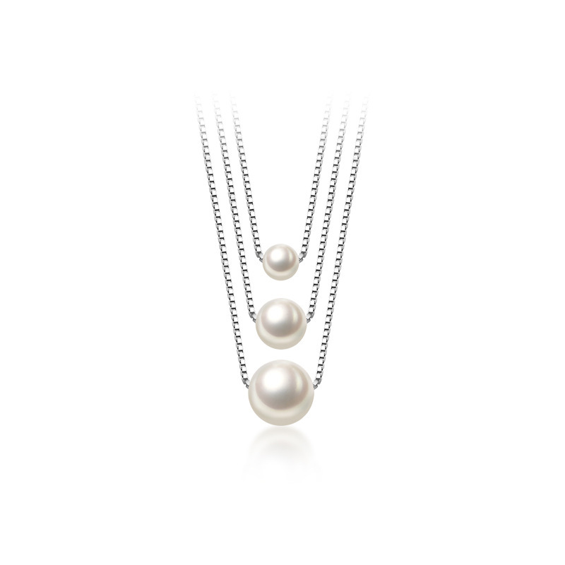 S925 Sterling Silver Single Shell Pearls Synthetic Pearl Pendant Niche Design Online Red Live Broadcast Cute Simple Clavicle Chain