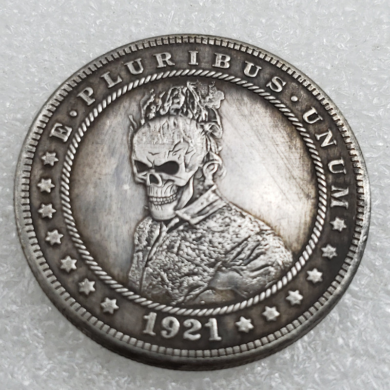 工艺品1921美国摩根可吹响银元骷髅头银元外贸纪念币魔术币h4565