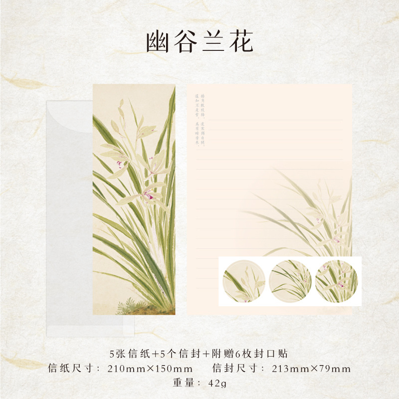 Mocard Envelope Writing Paper Set-the Land Is Picturesque Series Antique Text Gift Message Letter 8 Models