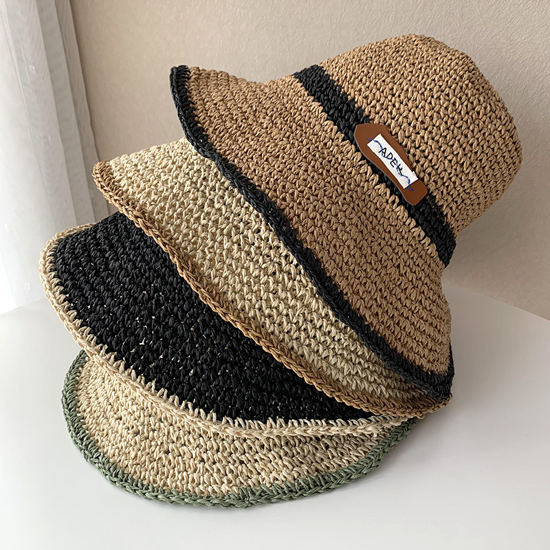 Hat Female Summer Korean Style Hollow Sun Hat Foldable Sun-Proof Vacation Handmade Straw Hat Travel Sun Beach Hat