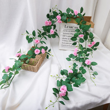 花藤条装饰空调管道遮挡缠绕墙面吊顶叶绿植蔷薇玫瑰假花藤蔓