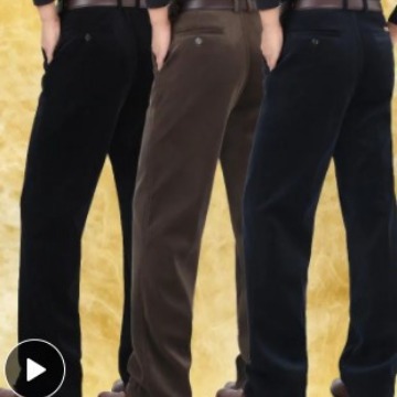 春秋中厚灯芯绒卡其酒红双色舒适保暖直筒修身长裤百搭休闲裤