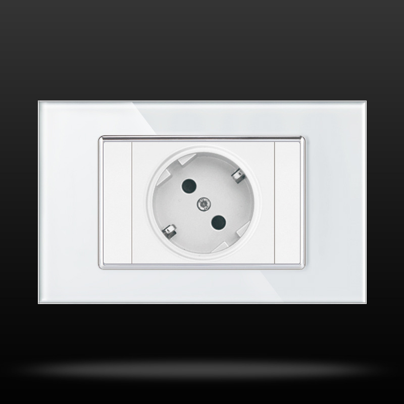 德国法国欧盟欧式德式德规法式插座外贸 118型暗装钢化玻璃白色