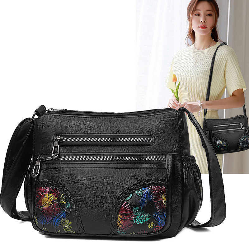 真皮质感包包女2021新款女包时尚百搭单肩包女士包包大容量斜跨包