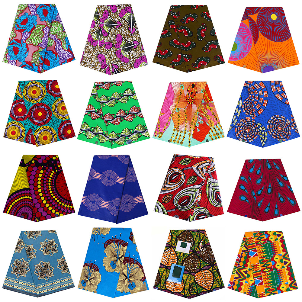 Foreign Trade African Ethnic Batik Printing Fabric Cerecloth Cotton Double-Sided Geometric Penetration Cerecloth