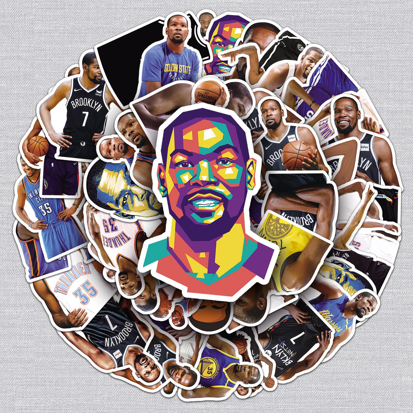 50张杜兰特涂鸦贴纸nba篮球明星咕卡贴纸diy水杯行李箱贴纸防水