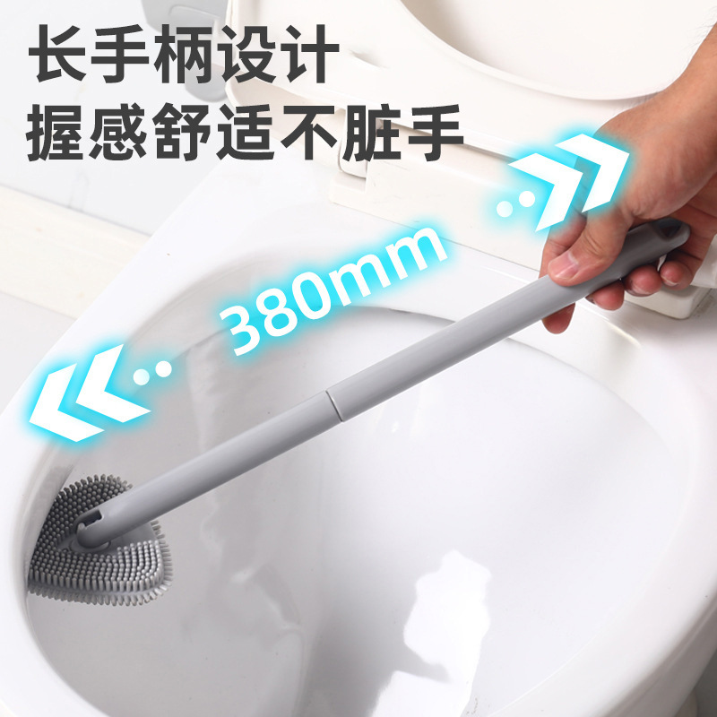 Triangle Silicone Toilet Brush Wholesale Household Punch-Free Toilet Brush Wall-Mounted Draining Toilet Cleaning Brush without Dead Angle