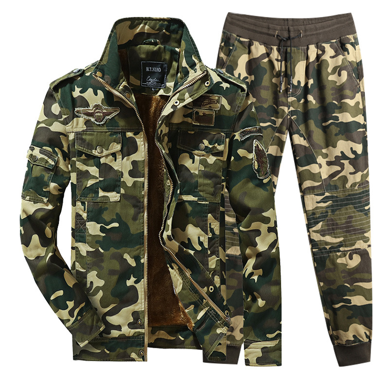 军事风工装迷彩服特种兵外套男装冬季加绒加厚冬装执政官战术套装