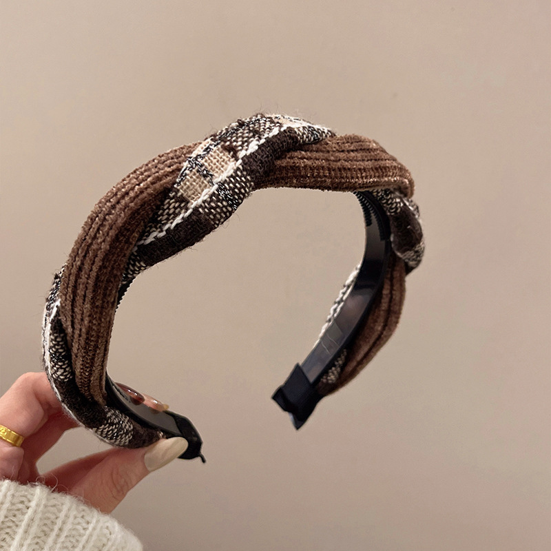 Chinese Style Coffee Color Series High Sense Hairpin for Hair Washing Headband for Women 2023 New Autumn and Winter Headdress High Skull Top Headband