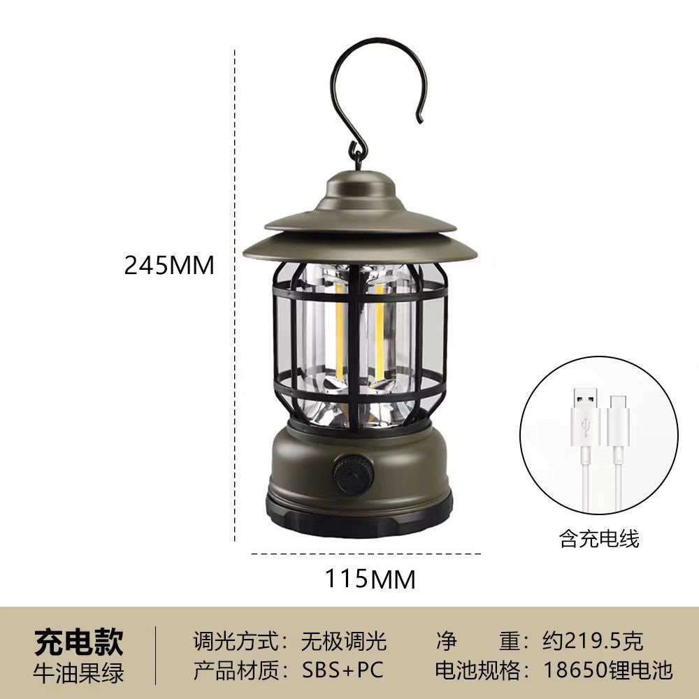 Best-Seller on Douyin Retro Camping Lantern Outdoor Camping Light Household Emergency Tent Light Multi-Function Portable Retro Barn Lantern