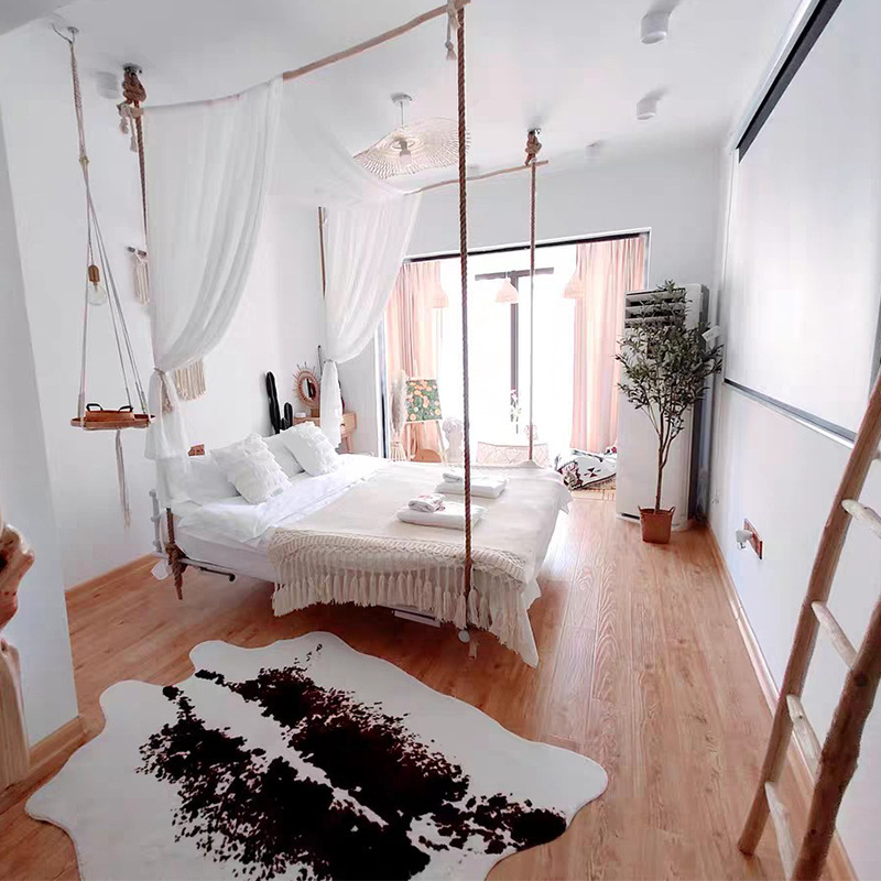 秋千网红床奢华型室内民宿可睡家用大人少女双人卧室吊绳吊床双12