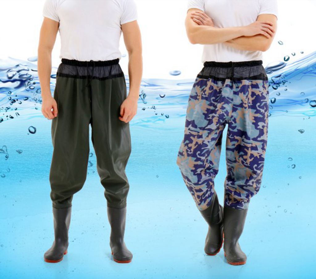 超轻耐磨加厚防水齐腰下水裤水裤半身抓鱼男雨裤带雨鞋叉水库连体