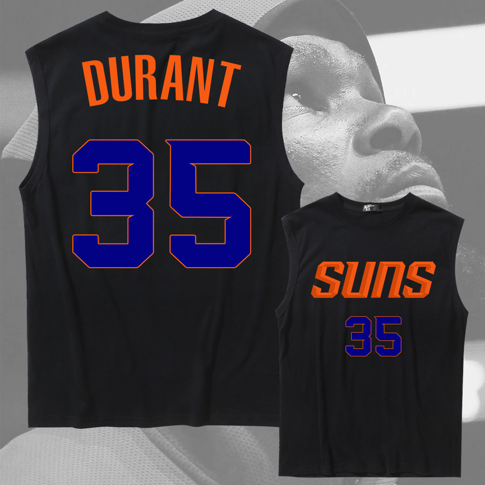 全明星杜兰特35号球衣潮流无袖t恤男夏季潮牌纯棉背心坎肩上衣服