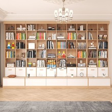 实木儿童书架客厅一体到顶满墙书柜落地置物架图书馆电视柜一体