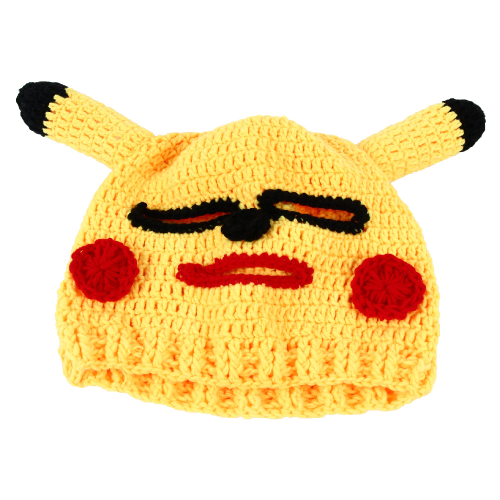 网红烈焰红唇沙雕皮卡丘头套恶搞面具秋冬毛线保暖悍匪皮卡丘头套