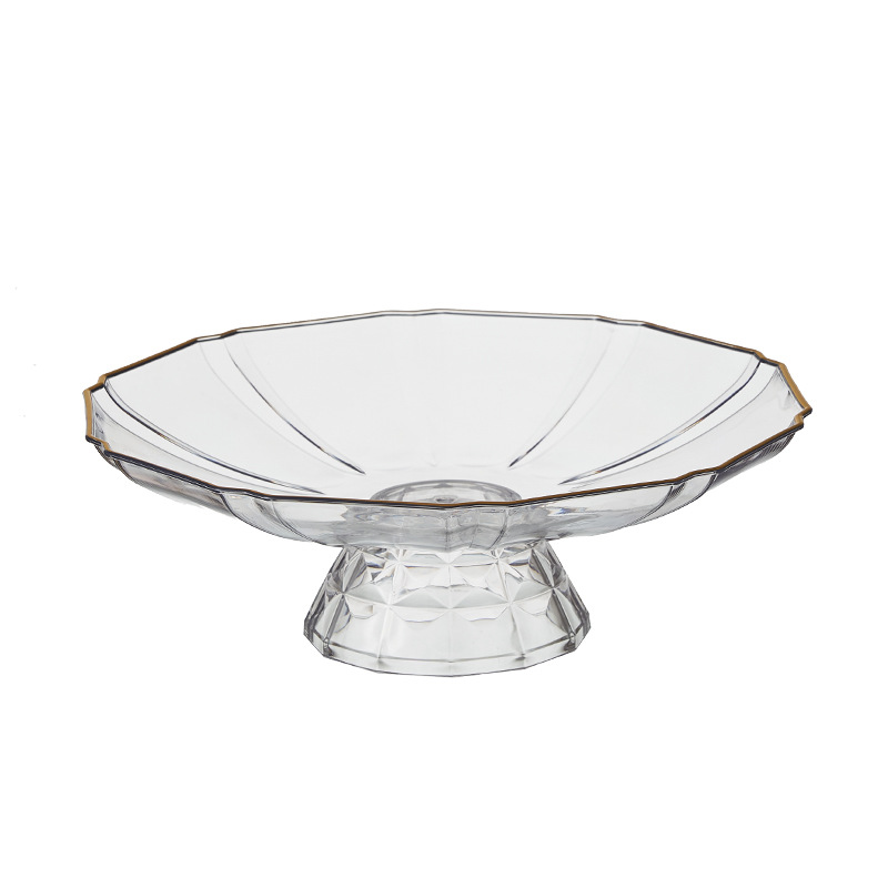 Transparent Pet Fruit Plate KTV Restaurant with Base High Fruit Plate Snack Display Plate Dried Fruit Tray