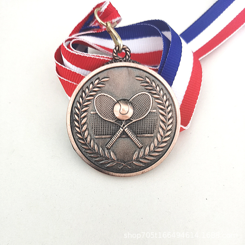 4色定制俱乐部学校网球比赛奖牌 挂牌奖章制作金牌金属金银铜5cm