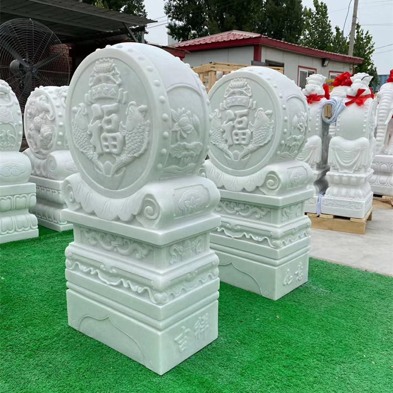 抱鼓石 石鼓门墩 厂家供应石材仿古汉白玉抱鼓石门口石雕摆件