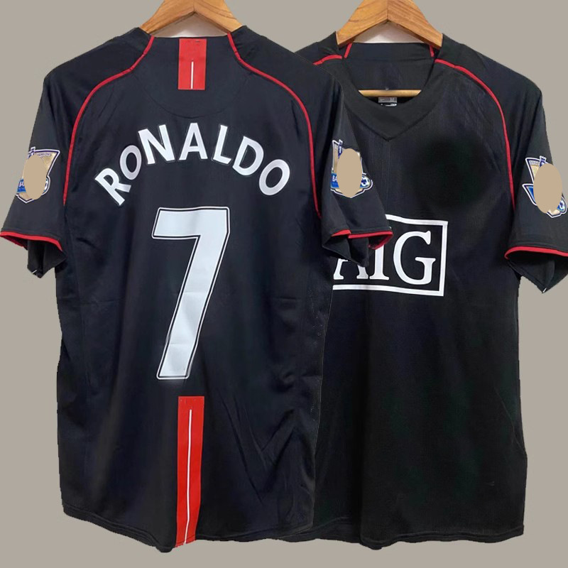 红魔0708力曼联复古球衣长袖客场7号c罗短袖足球服10