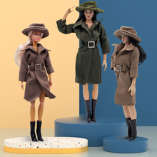 洋娃娃换装军绿大衣搪胶玩具高29厘米11.5寸6分兵人心怡大衣外套