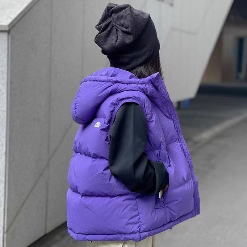 2025秋冬新款儿童羽绒丝马甲童装背心外穿男女童宝宝连帽加厚坎肩