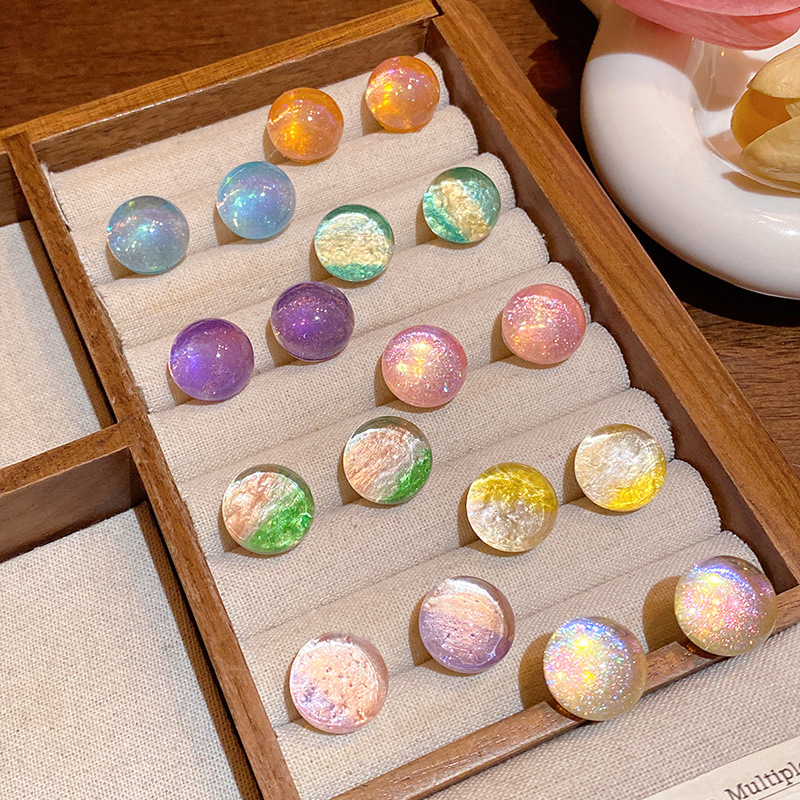 earrings fresh and fashionable all-match elegant bubble ball bead earrings dopamine colorful transparent starry sky earrings for women