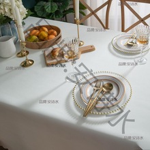 白色茶歇桌布方形台布酒店餐厅甜品台桌布纯色长方形会议桌布