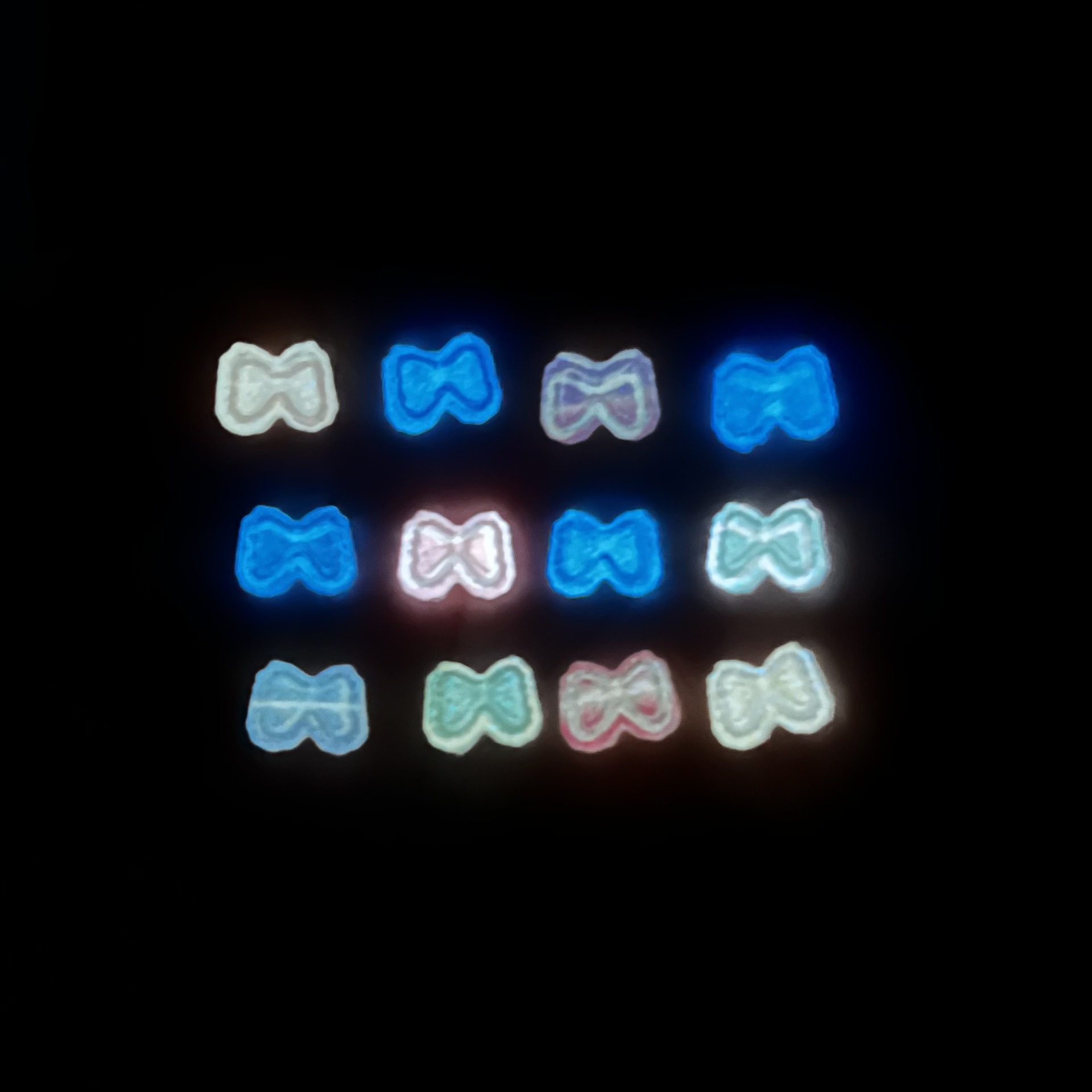 Internet Hot Girly Style Cute Bow Luminous Nail Ornament Accessories Ear Studs Diy Resin Jewelry Accessories