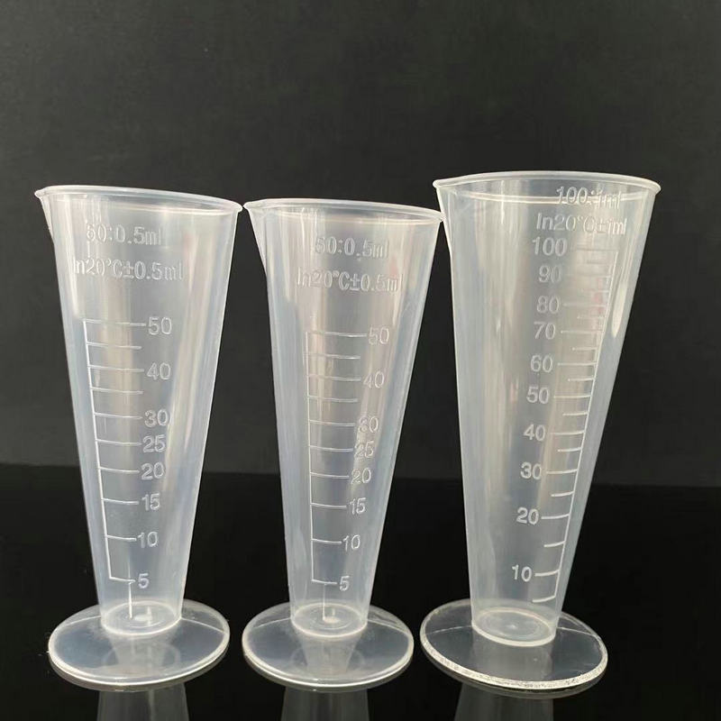 50ml/100ml大口三角量杯塑料带刻度锥形量杯 化学量具 刻度量杯