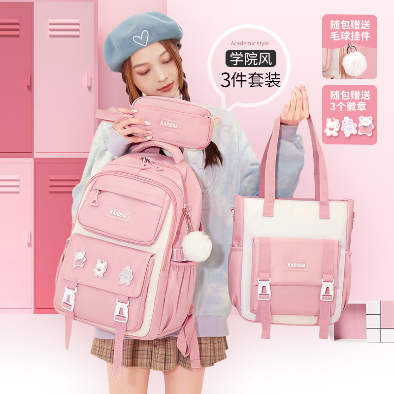 2024 new primary school children‘s schoolbag girls backpack waterproof backpack oxford cloth spine protection girl