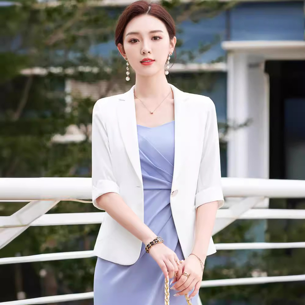 ol职业装女2024春夏新款小西装外套女连衣裙两件套气质通勤工作服