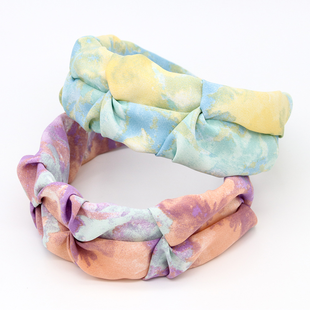 跨境专供韩版新款扎染云朵褶皱布艺发箍简约高档头箍防滑百搭头饰