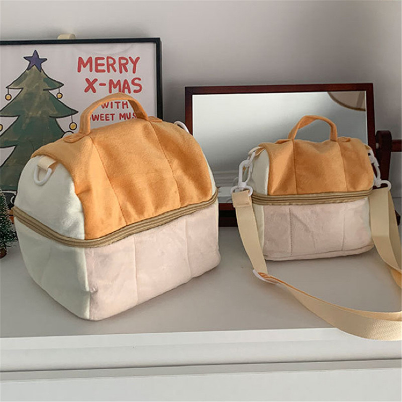 Cute Toast Bread Cosmetic Bag Large Capacity Ins Style Good-looking Portable Storage Bag Portable Cross Body Camera Bag