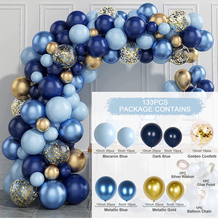 Metal Blue Balloon Garland Arch Set Blue Balloon Boy Birthday Baby Shower Wedding Party Decoration