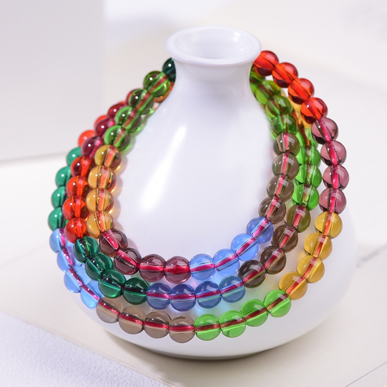 彩色多宝玻璃珠手链七彩多圈女士甜美手串手饰赠品小礼品直播福利