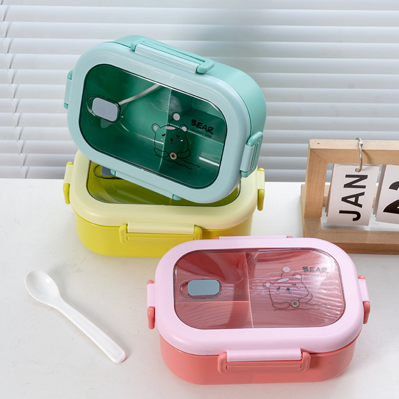 Single-Layer Partitioned and Portable Lunch Box Wholesale Foreign Trade Student Only Canteen Insulation Heated Bento Box Lunch Box with Lock