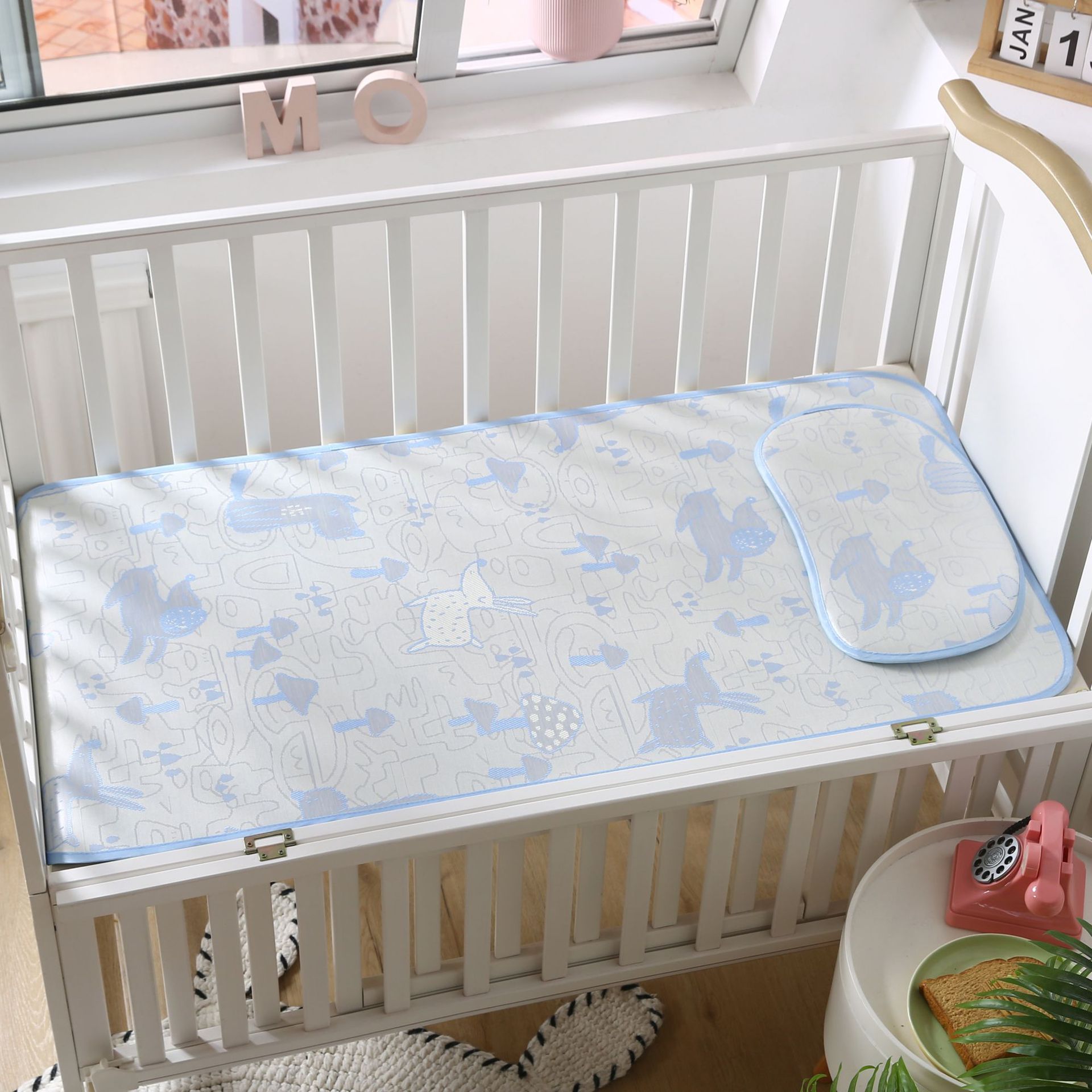 新款粗冰丝席提花卡通孩子幼儿园儿童凉席子 午睡小床透气草席垫