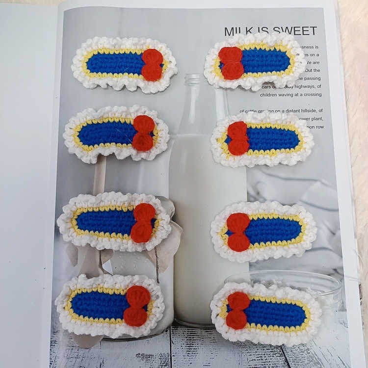 毛线发夹边夹侧夹白雪公主bb夹钩针钩织手工编制成品编织蝴蝶结