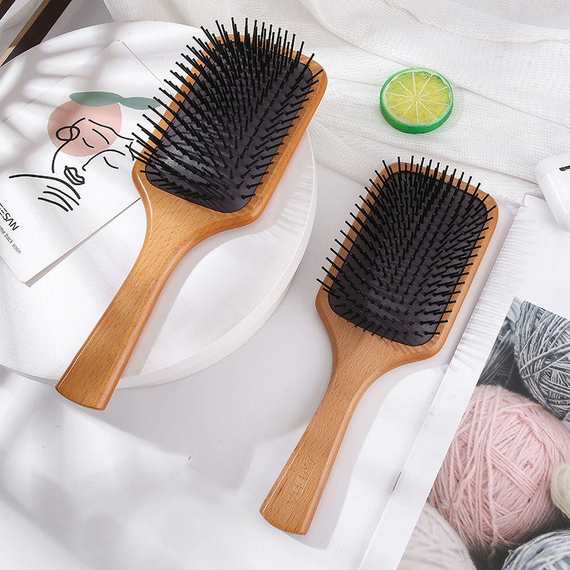 Wholesale Beech Hairdressing Comb Household Massage Cushion Comb Airbag Comb Anti-Static Hairdressing Cross-Border Amazon Manufacturer