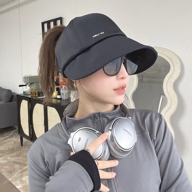 Japan Visor Cap Women's New Spring and Summer All-Match Upgraded Outdoor Sunshade Ponytail Sun-Proof Bucket Hat