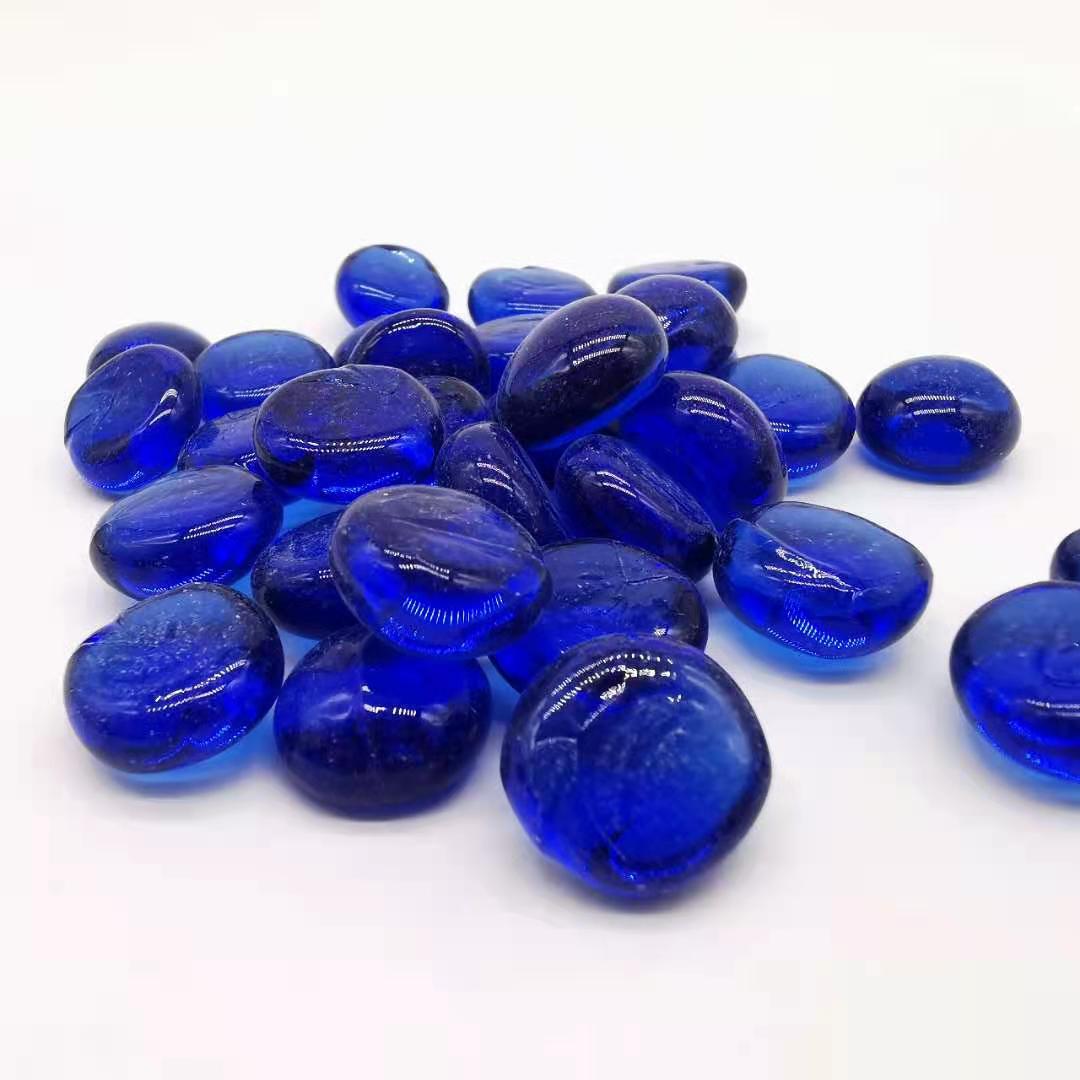 厂家库存 钴蓝玻璃扁珠12*14mm 高温彩色玻璃 水族亚马逊diy玩具