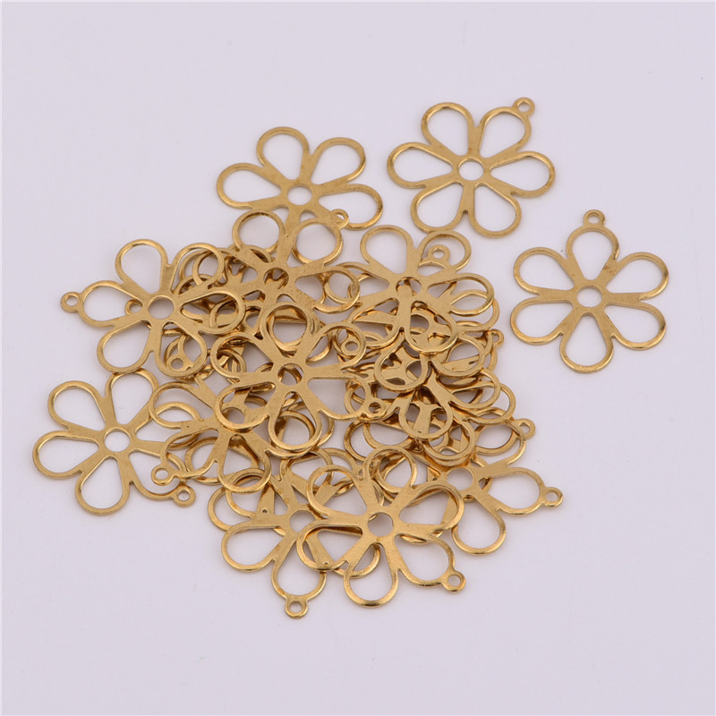 15.5mm单孔空心梅花diy手工手链脚链服饰箱包挂件纯铜饰品配件