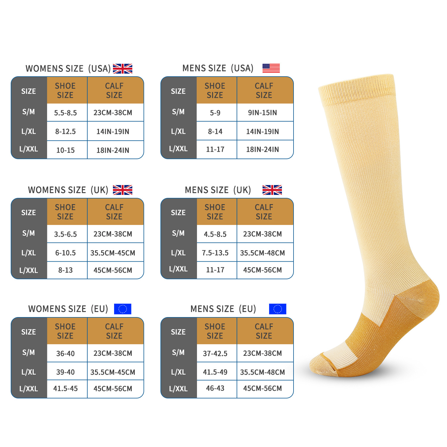 Amazon Cross-Border Stockings Solid Color Sports Compression Stockings Stretch Socks Copper Ion Compression Socks Outdoor Cycling Socks