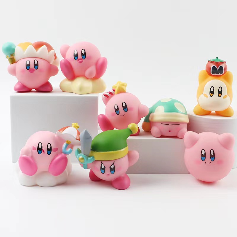 Kirby Hand-Made Various Summer Surfing Tesla Vinyl Crane Machine Capsule Toy Doll Cake Ornaments