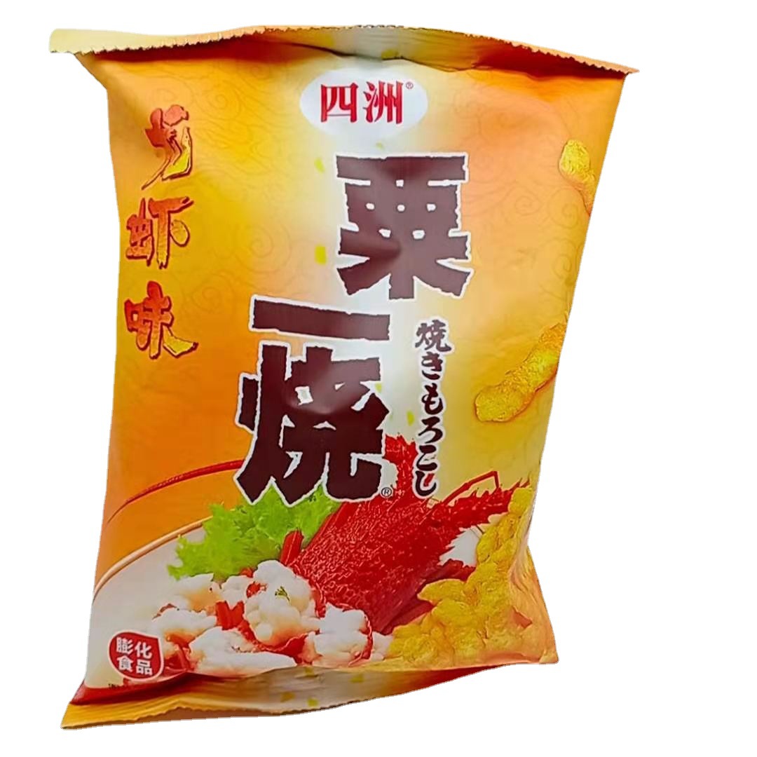 四洲粟一烧80g包烧烤龙虾味玉米条非油炸栗米棒膨化休闲网红零食