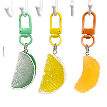 创意钥匙链仿真橘子柠檬青桔橙子切片水果挂件DIY可爱吊坠钥匙扣
